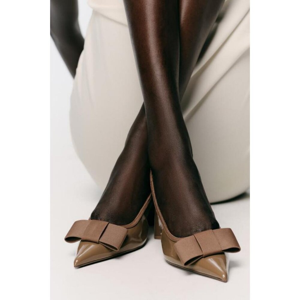 ZARA BOW SLINGBACK HEELS - Picture 4 of 7